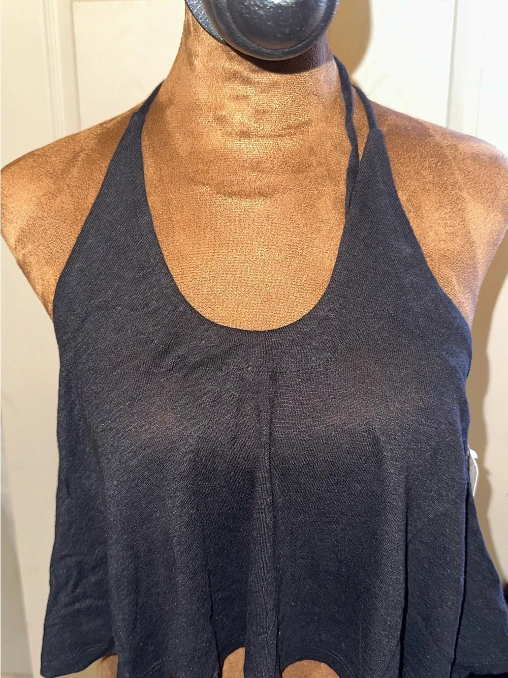 Free People Navy Halter Flowy Crop Top